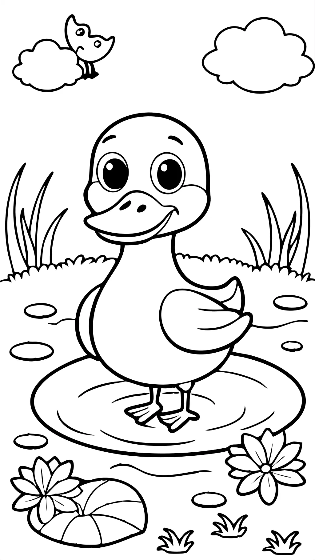 coloring page of a duck